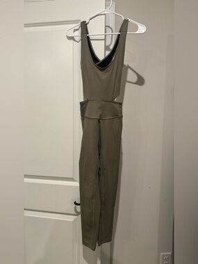 Free People Movement Back it Up Crossback Jumpsuit-Sage Beige